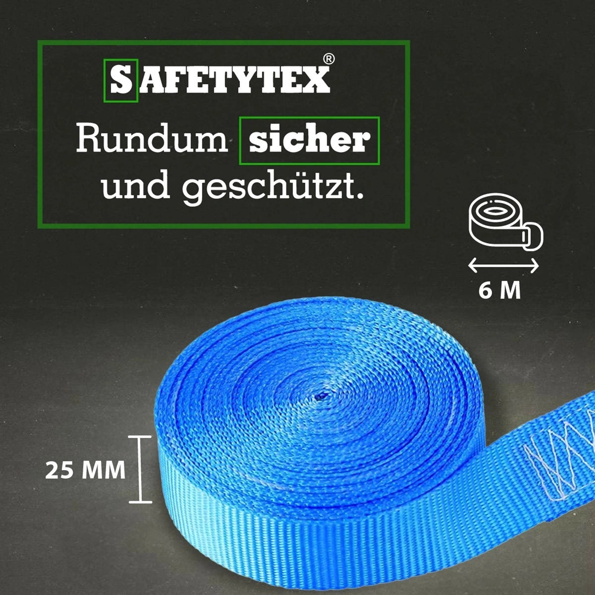 Spanngurt 800 kg 25 mm x 6 m einteilig blau