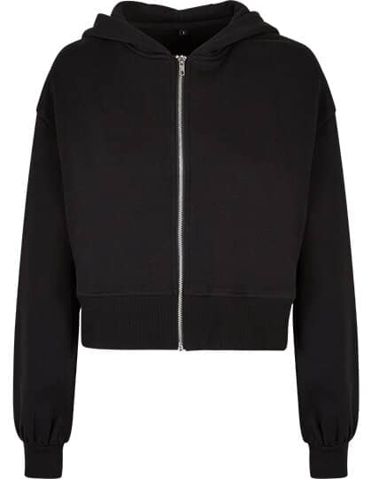 Build Your Brand Ladies Short Oversized Zip Jacket