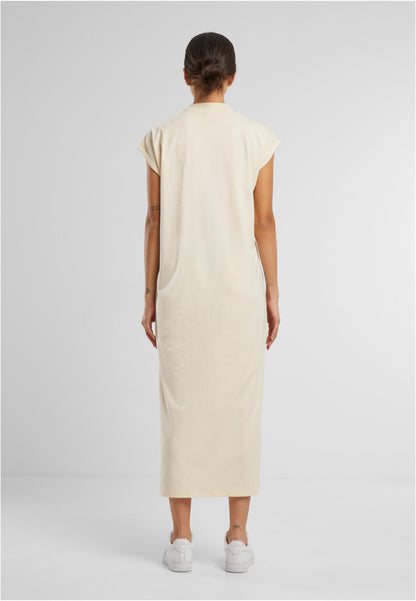 Build Your Brand Ladies Long Extended Shoulder Dress