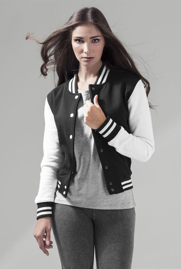 Build Your Brand Ladies` Sweat College Jacket