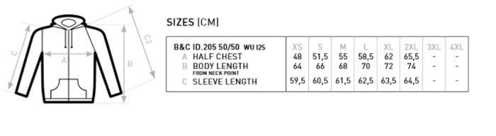 B&C ID205 Sweat-Jacket 50/50