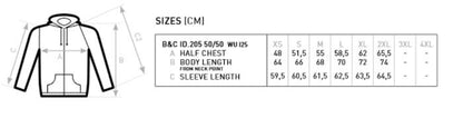 B&C ID205 Sweat-Jacket 50/50