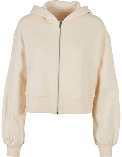 Build Your Brand Ladies Short Oversized Zip Jacket