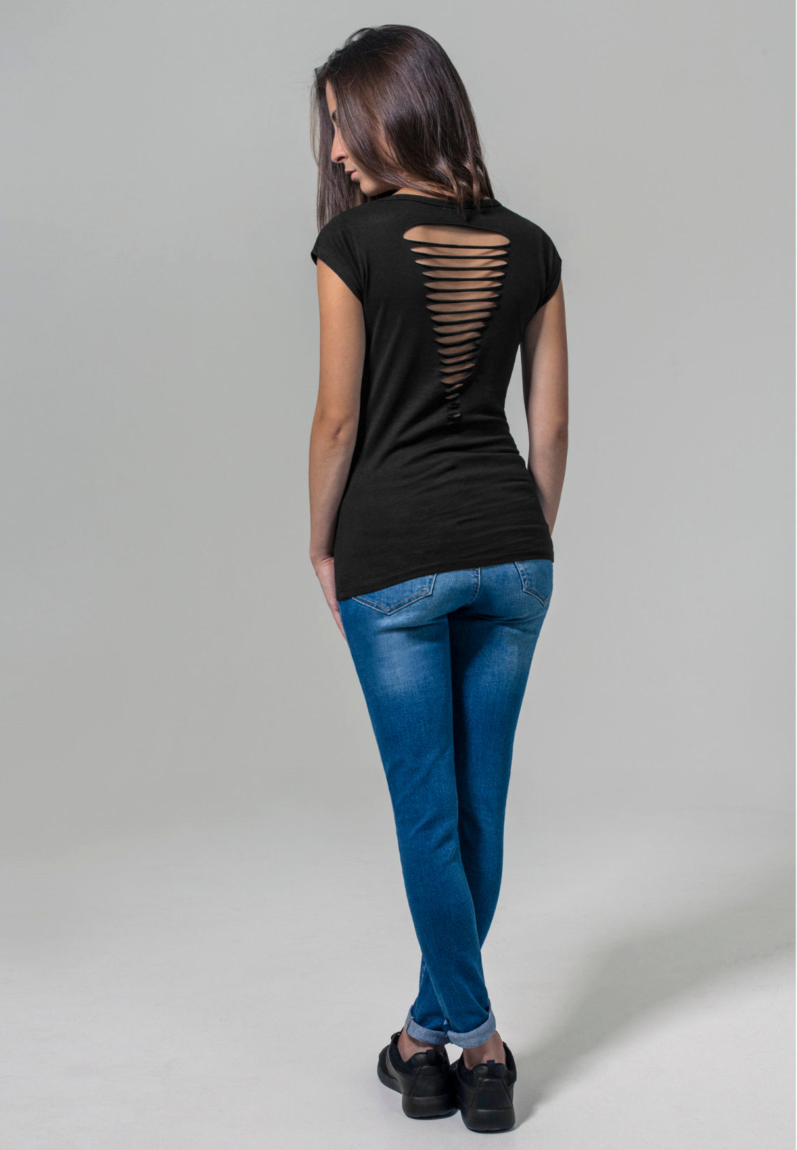 Build Your Brand Ladies` Back Cut Tee