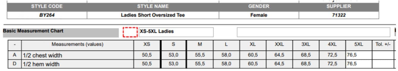 Build Your Brand Ladies Short Oversized Tee