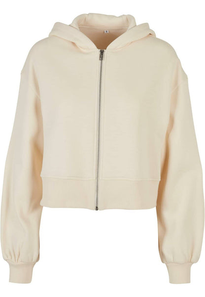 Build Your Brand Ladies Short Oversized Zip Jacket