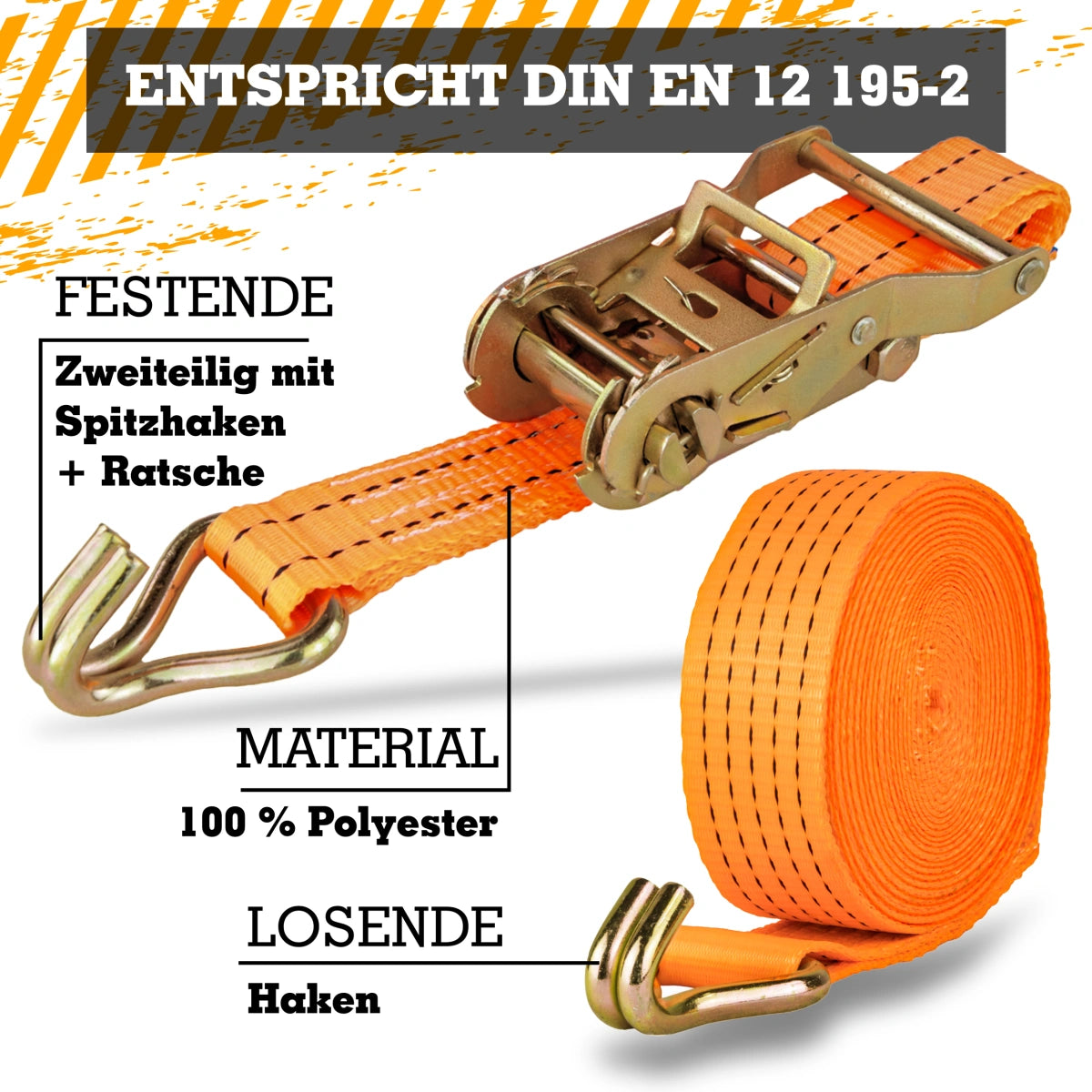 Spanngurt 2 t 35 mm x 2 m zweiteilig