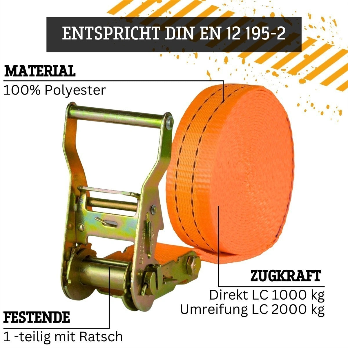 Spanngurt 2 t 35 mm x 4 m einteilig