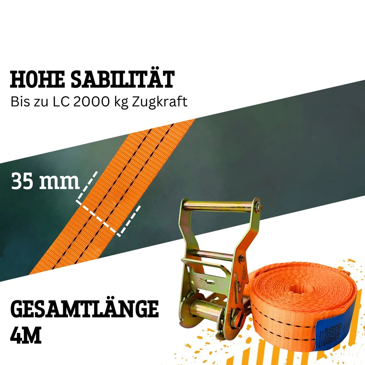 Spanngurt 2 t 35 mm x 4 m einteilig