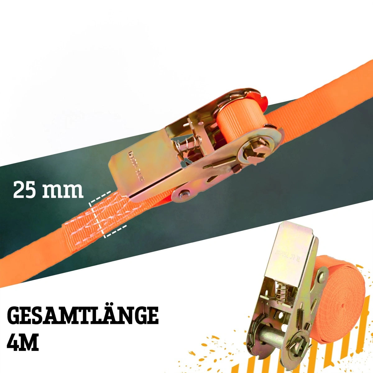 Spanngurt 500 kg 25 mm x 4 m einteilig orange