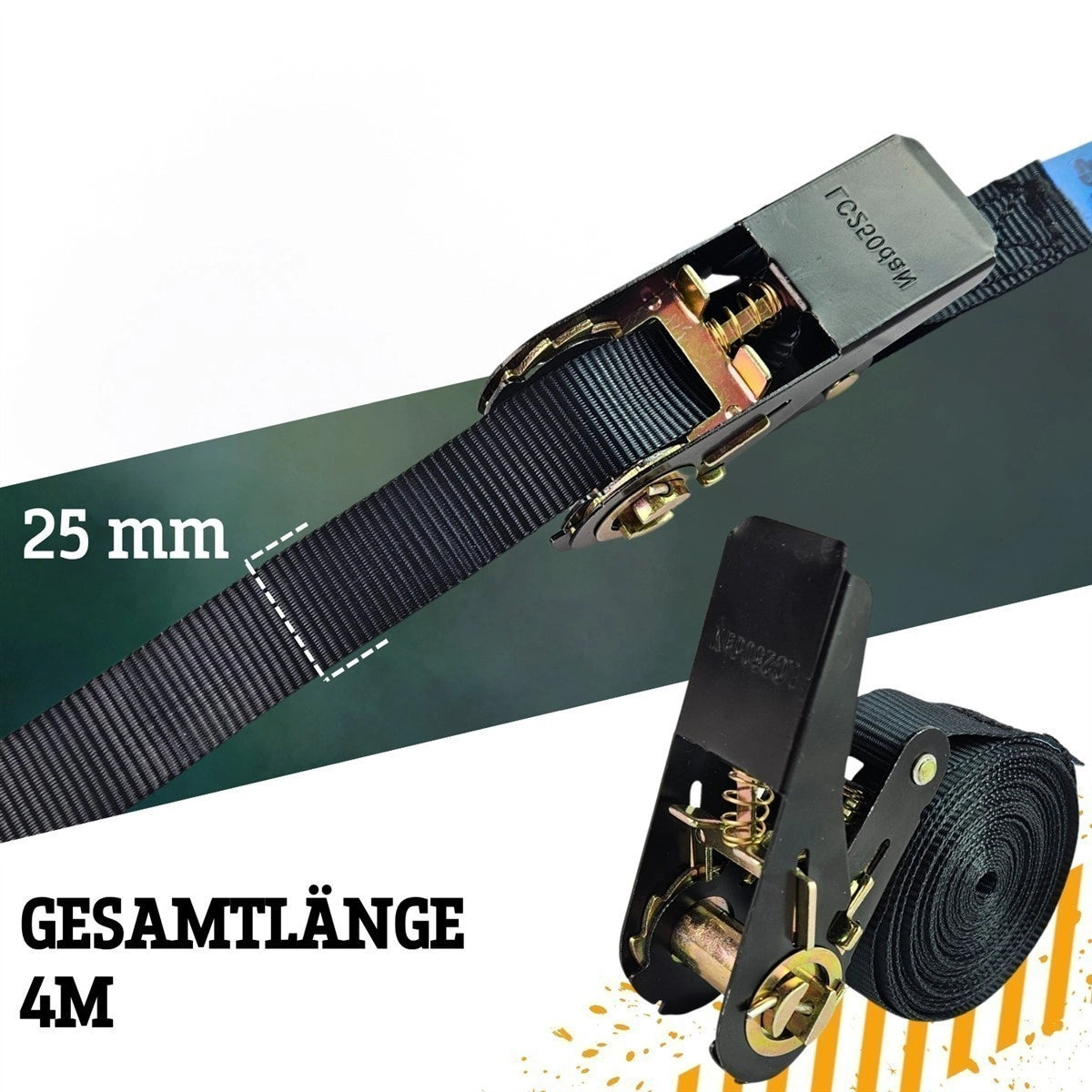 Spanngurt 500 kg 25 mm x 4 m einteilig schwarz