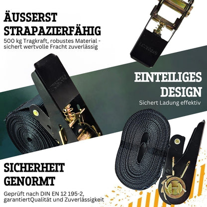 Spanngurt 500 kg 25 mm x 6 m einteilig schwarz
