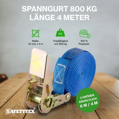 Spanngurt 800 kg 25 mm x 4 m einteilig blau