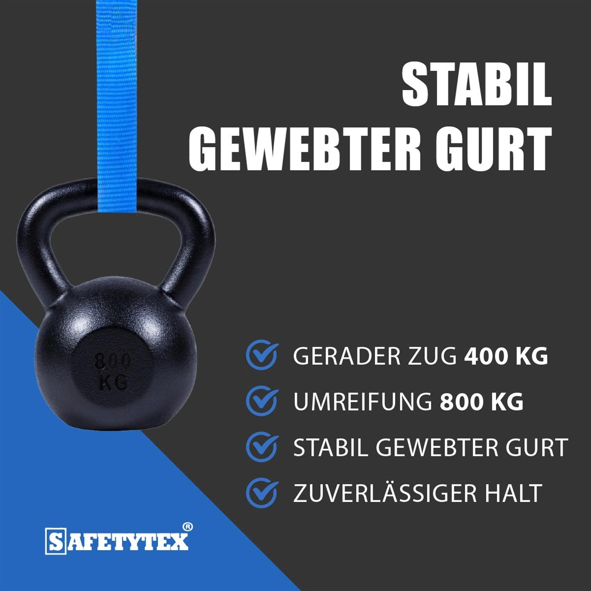 Spanngurt 800 kg 25 mm x 4 m einteilig blau